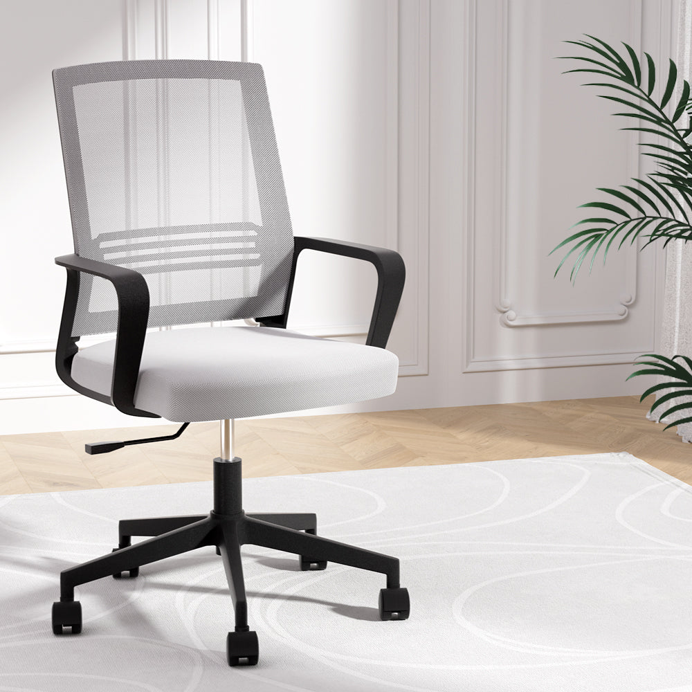 Artiss Mesh Office Chair Computer Gaming Desk Chairs Work Study Mid Back Grey - Cosy Abode