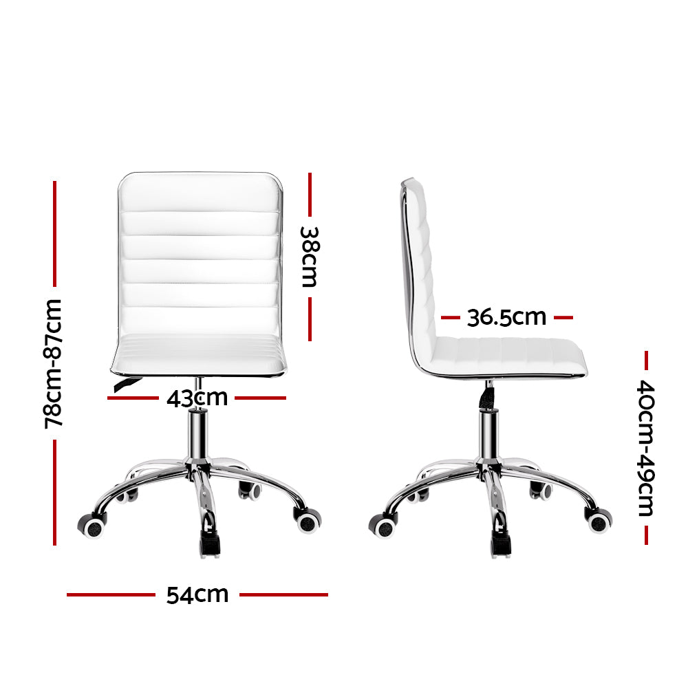 Artiss Office Chair Conference Chairs PU Leather Low Back White - Cosy Abode