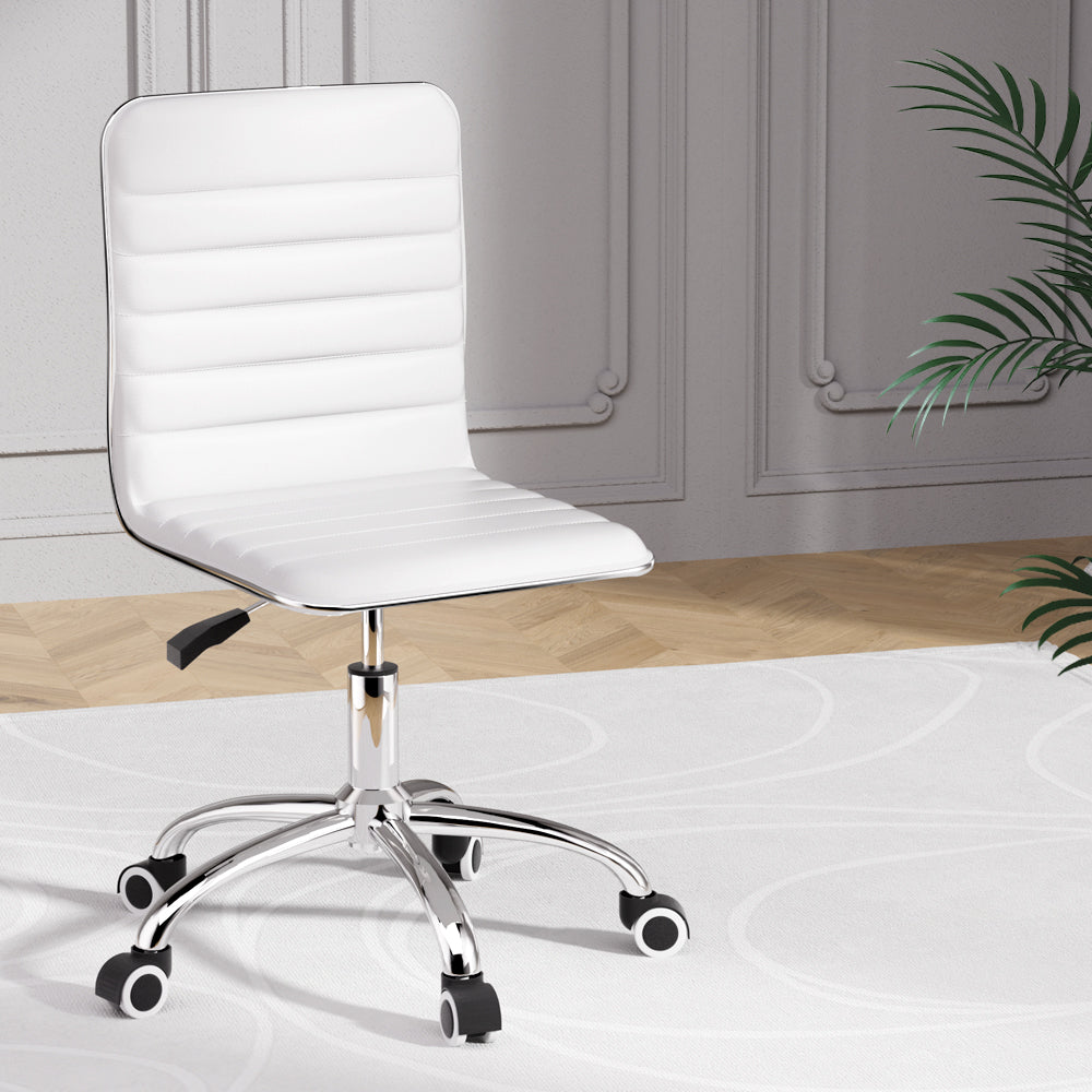 Artiss Office Chair Conference Chairs PU Leather Low Back White - Cosy Abode