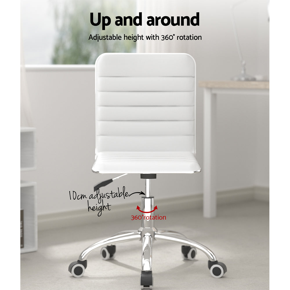 Artiss Office Chair Conference Chairs PU Leather Low Back White - Cosy Abode