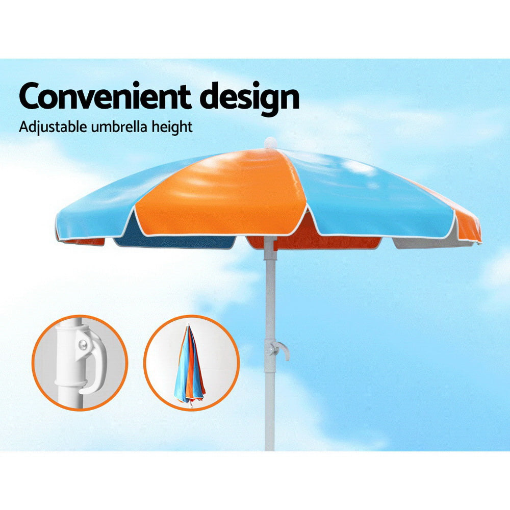 Keezi Kids Outdoor Table and Chairs Picnic Bench Umbrella Set Water Sand Pit Box - Cosy Abode