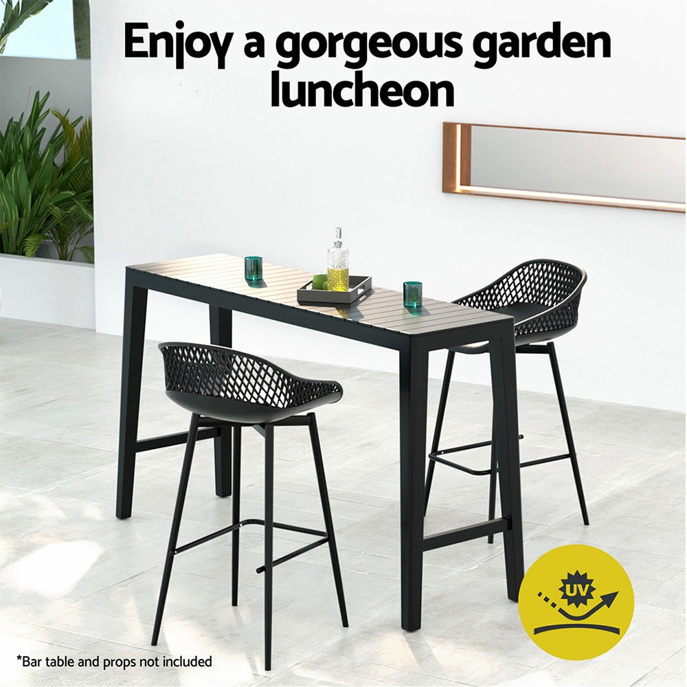 Gardeon 2PC Outdoor Bar Stools Plastic Metal Dining Chair Patio Furniture Garden - Cosy Abode