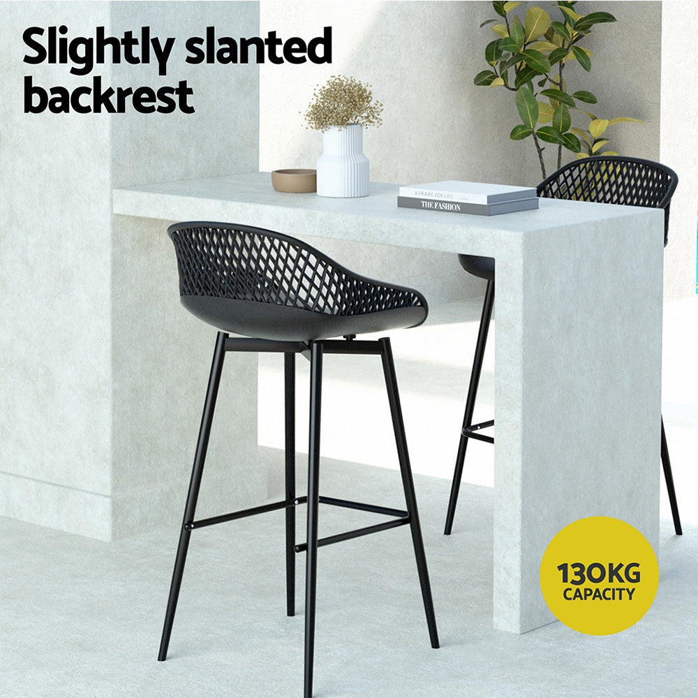 Gardeon 2PC Outdoor Bar Stools Plastic Metal Dining Chair Patio Furniture Garden - Cosy Abode
