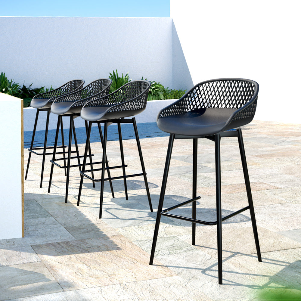 Gardeon 4-Piece Outdoor Bar Stools Plastic Metal Dining Chair Balcony - Cosy Abode