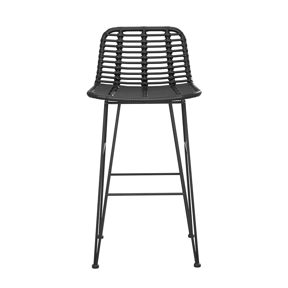 Gardeon 2 Piece Outdoor Bar Stools Wicker Dining Rattan Chair Black - Cosy Abode
