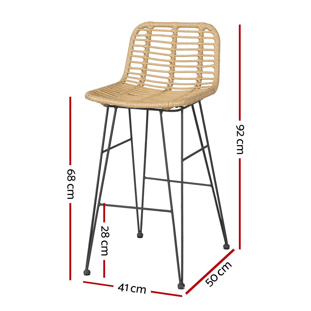 Gardeon 2 Piece Outdoor Bar Stools Wicker Dining Rattan Chair - Cosy Abode