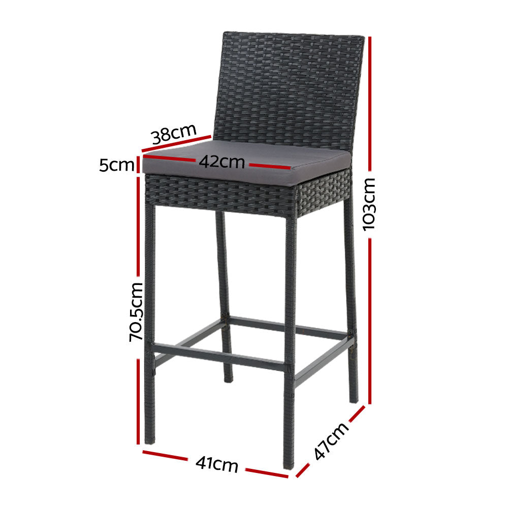Gardeon 2-Piece Outdoor Bar Stools Dining Chair Bar Stools Rattan Furniture - Cosy Abode