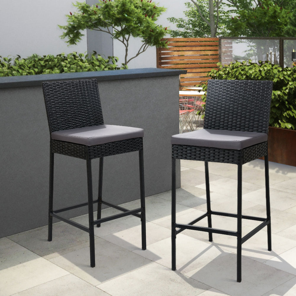 Gardeon 2-Piece Outdoor Bar Stools Dining Chair Bar Stools Rattan Furniture - Cosy Abode