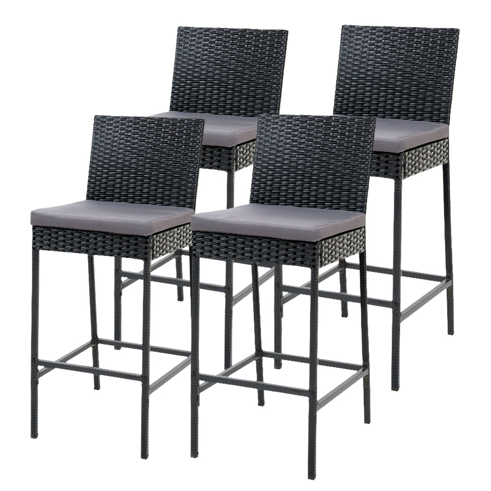 Gardeon 4-Piece Outdoor Bar Stools Dining Chair Bar Stools Rattan Furniture - Cosy Abode