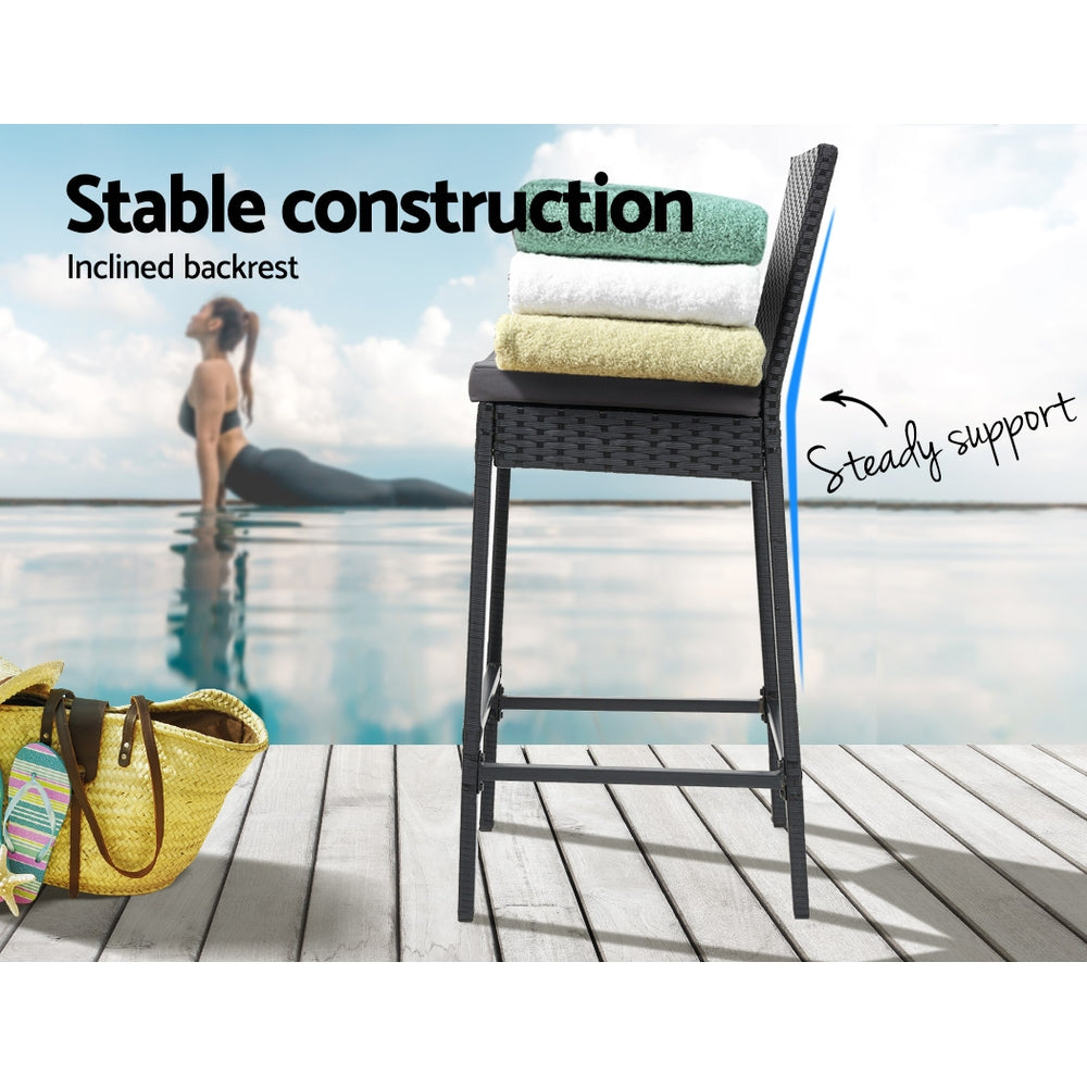 Gardeon 4-Piece Outdoor Bar Stools Dining Chair Bar Stools Rattan Furniture - Cosy Abode