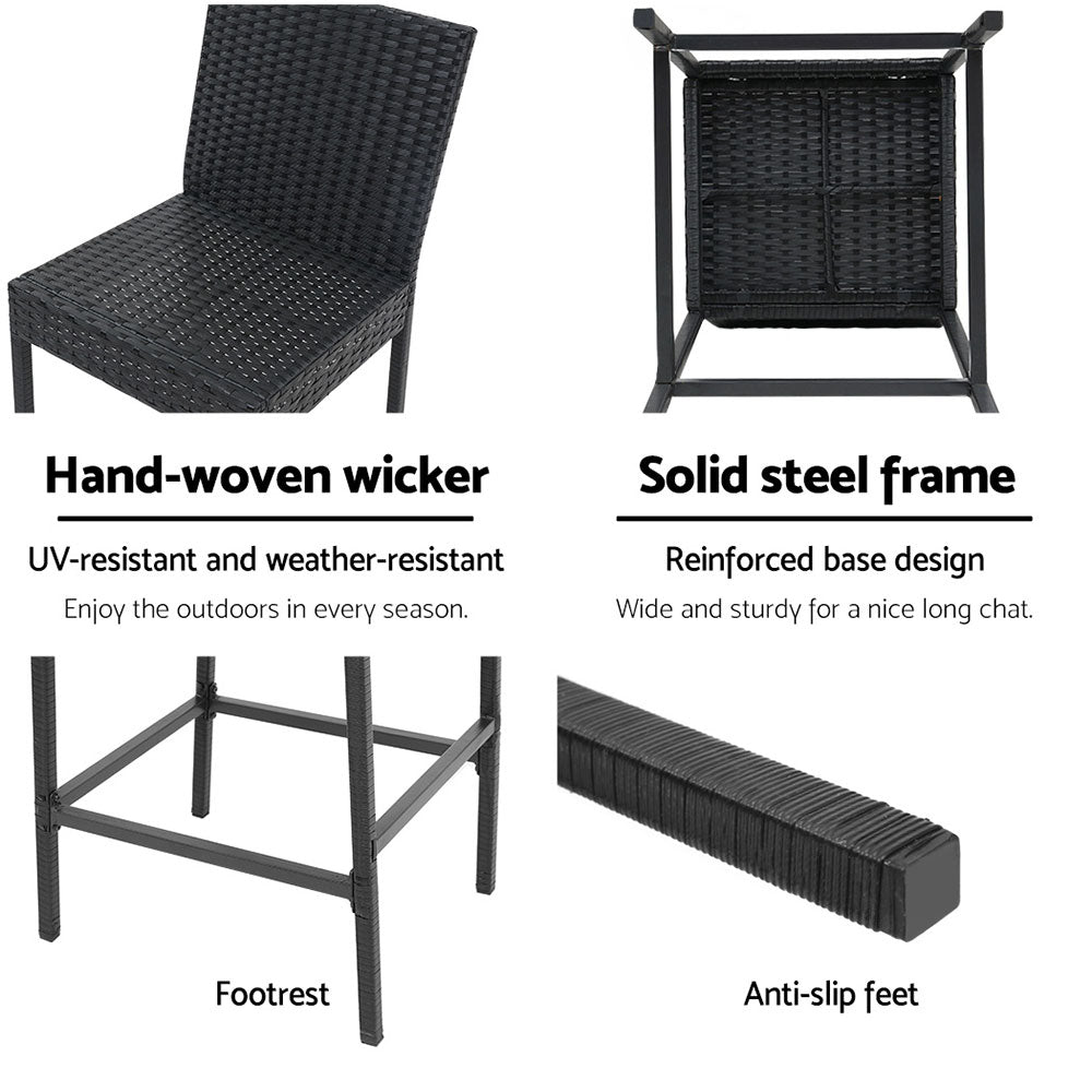 Gardeon 4-Piece Outdoor Bar Stools Dining Chair Bar Stools Rattan Furniture - Cosy Abode
