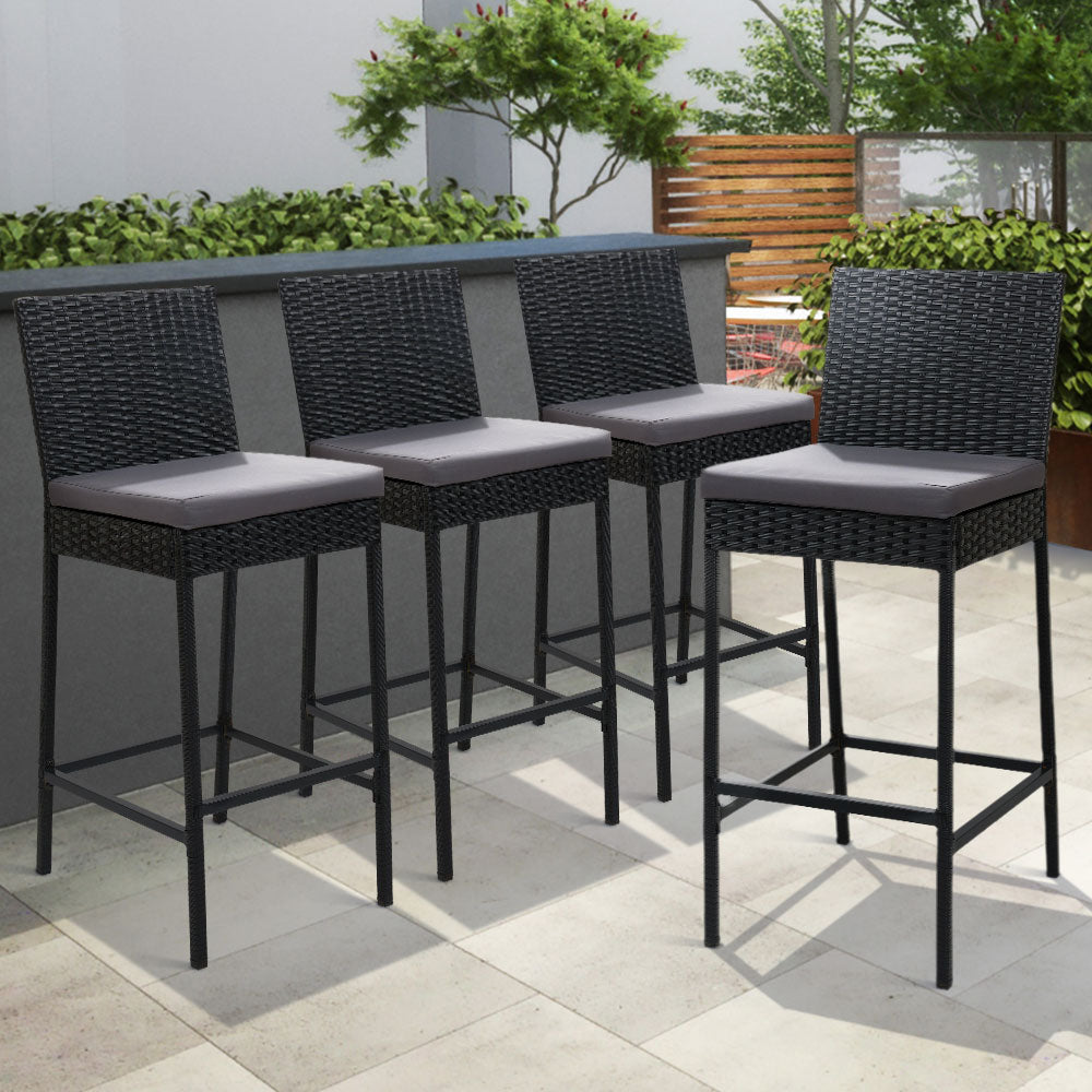 Gardeon 4-Piece Outdoor Bar Stools Dining Chair Bar Stools Rattan Furniture - Cosy Abode