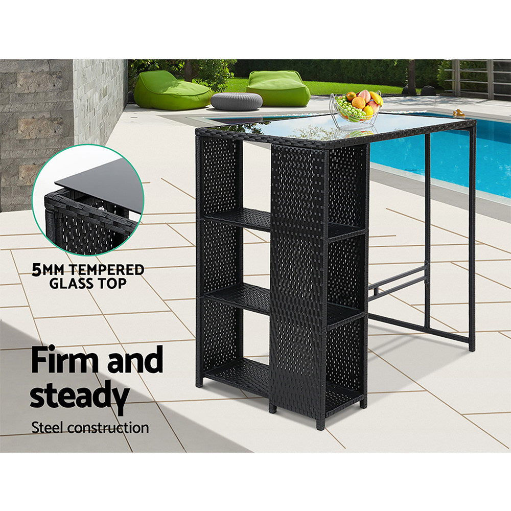 Gardeon 5-Piece Outdoor Bar Set Patio Dining Chairs Wicker Table Stools - Cosy Abode