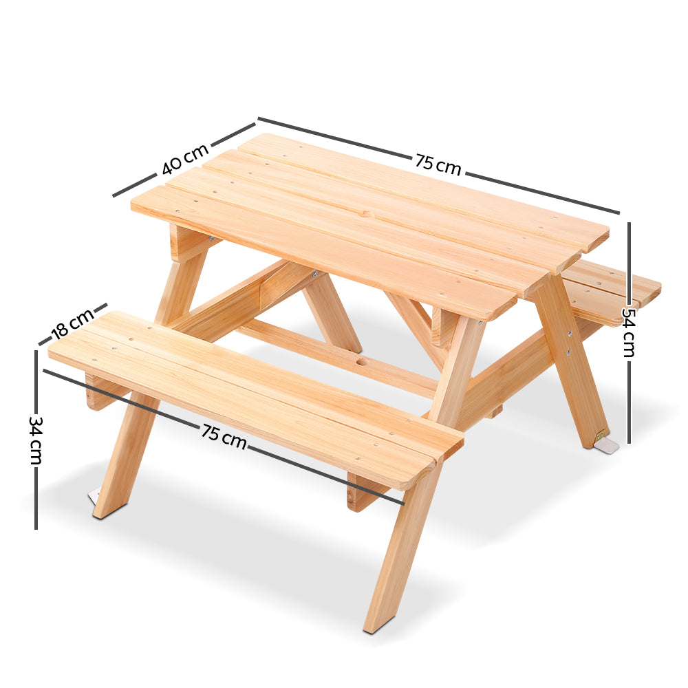 Keezi Kids Outdoor Table and Chairs Picnic Bench Set Children Wooden - Cosy Abode