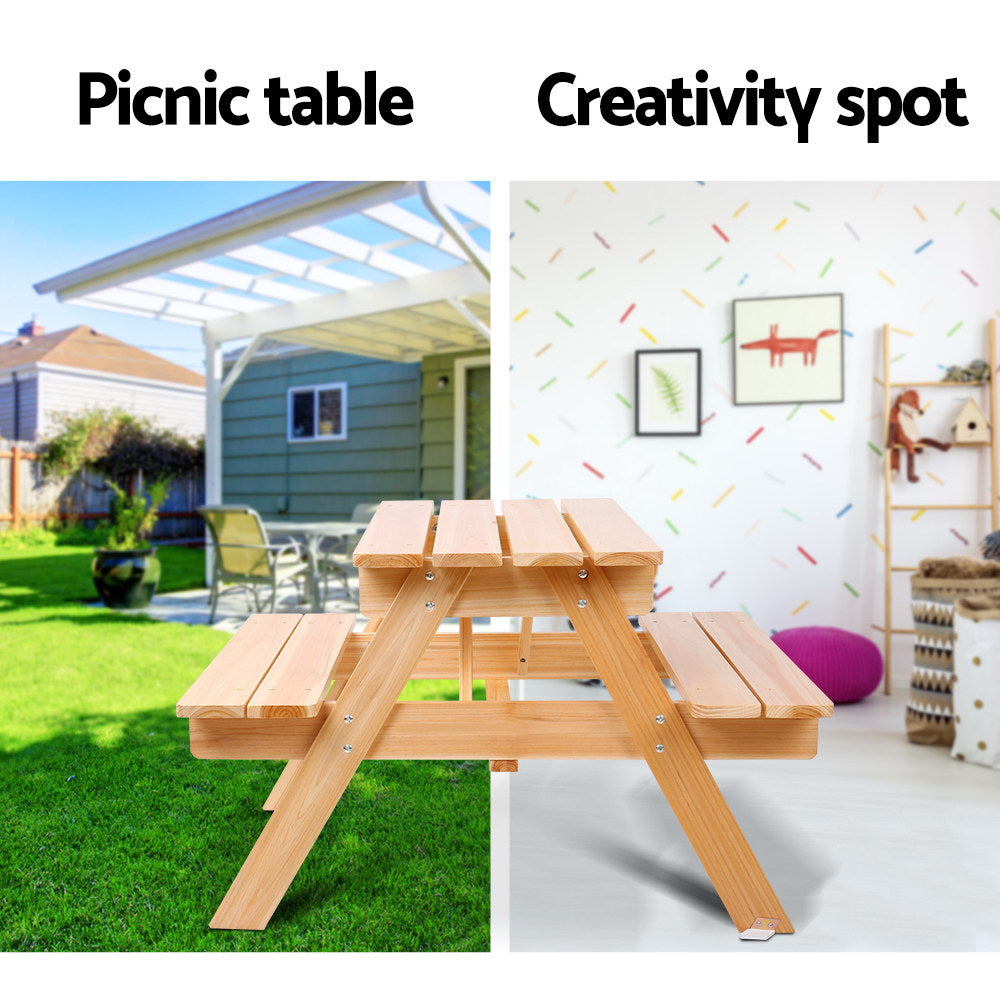Keezi Kids Outdoor Table and Chairs Picnic Bench Set Children Wooden - Cosy Abode