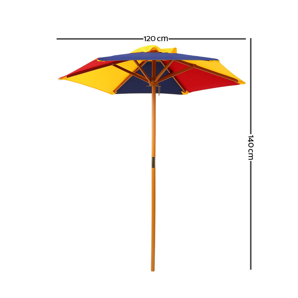 Keezi Kids Wooden Picnic Table Set with Umbrella - Cosy Abode