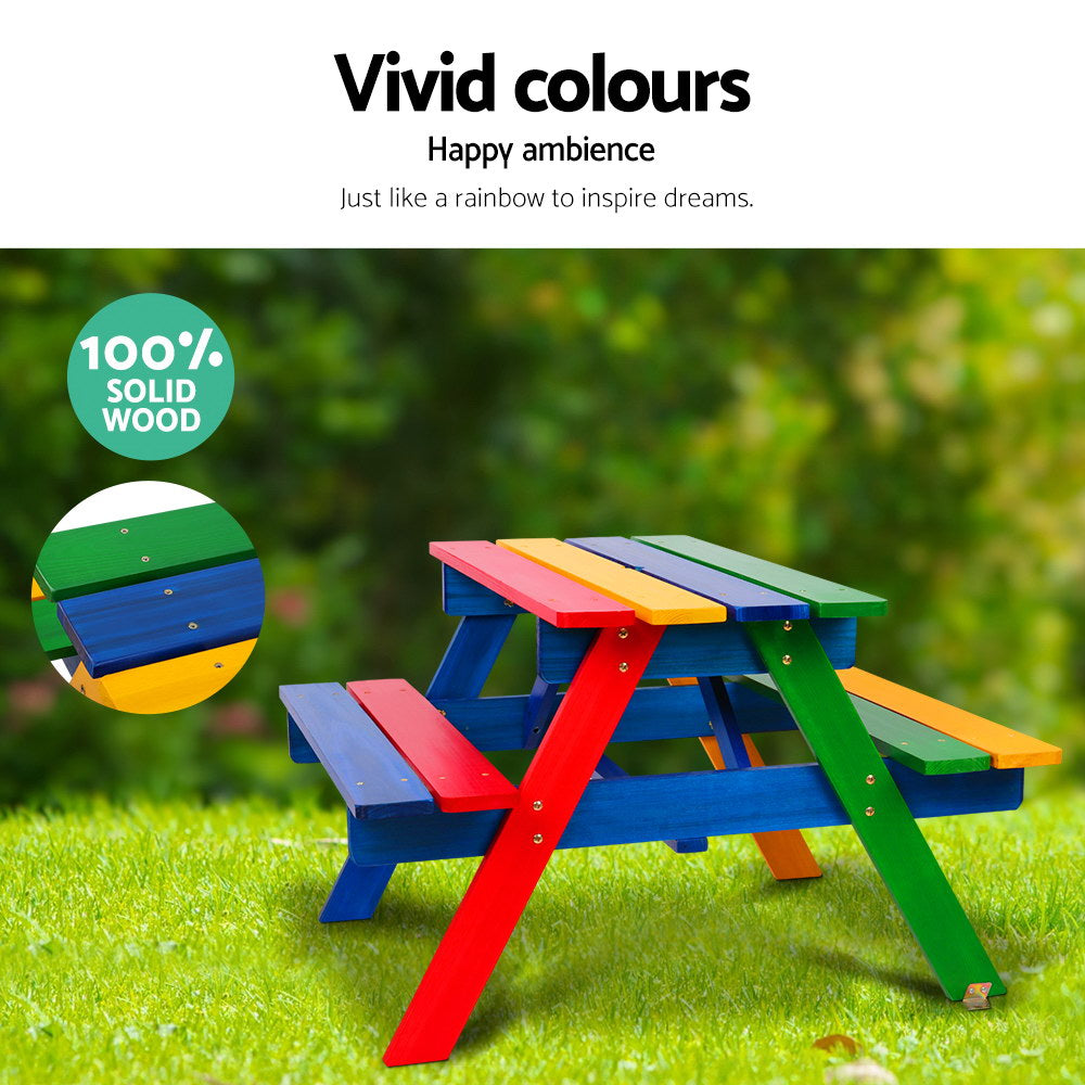 Keezi Kids Wooden Picnic Table Set with Umbrella - Cosy Abode