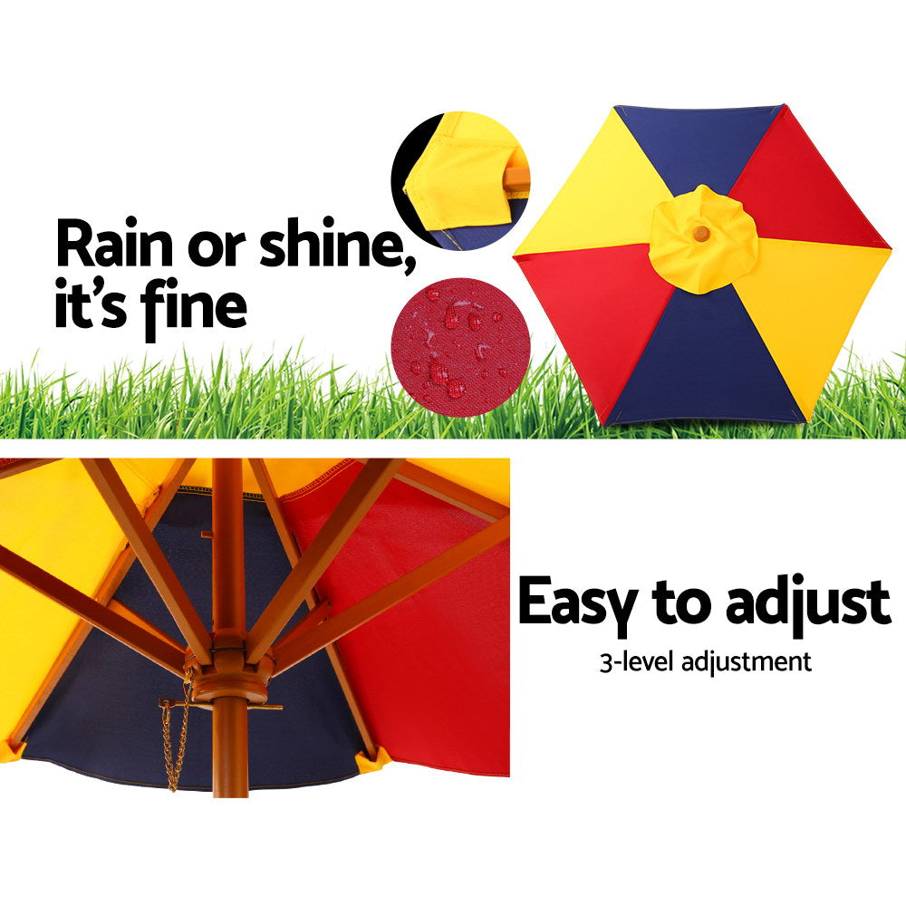 Keezi Kids Wooden Picnic Table Set with Umbrella - Cosy Abode
