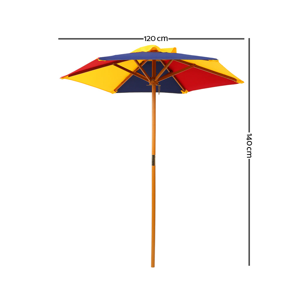 Keezi Kids Wooden Picnic Table Set with Umbrella - Cosy Abode
