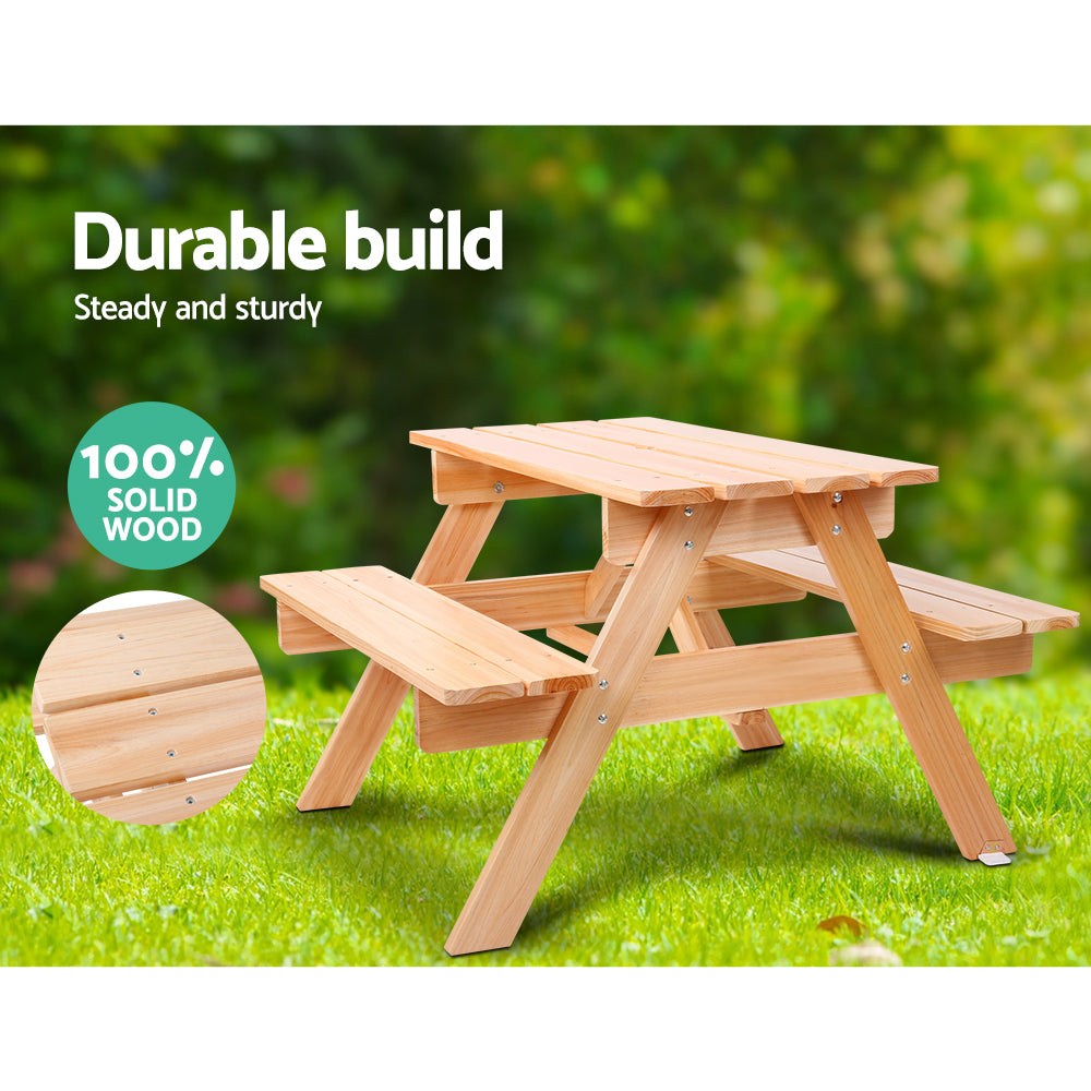 Keezi Kids Wooden Picnic Table Set with Umbrella - Cosy Abode