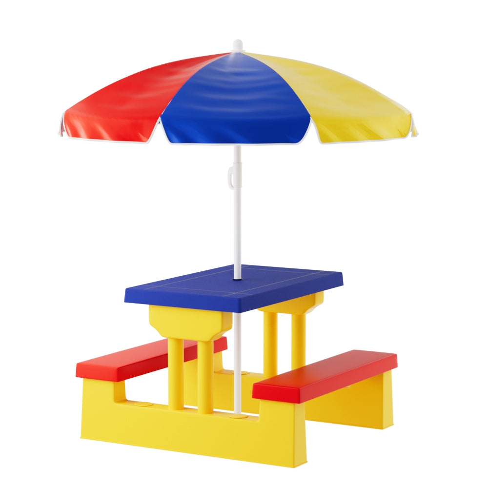Keezi Kids Outdoor Table and Chairs Set Picnic Bench Umbrella Children Indoor - Cosy Abode