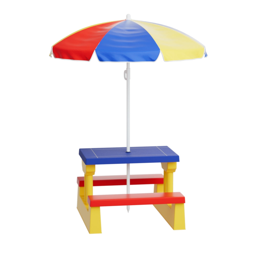 Keezi Kids Outdoor Table and Chairs Set Picnic Bench Umbrella Children Indoor - Cosy Abode