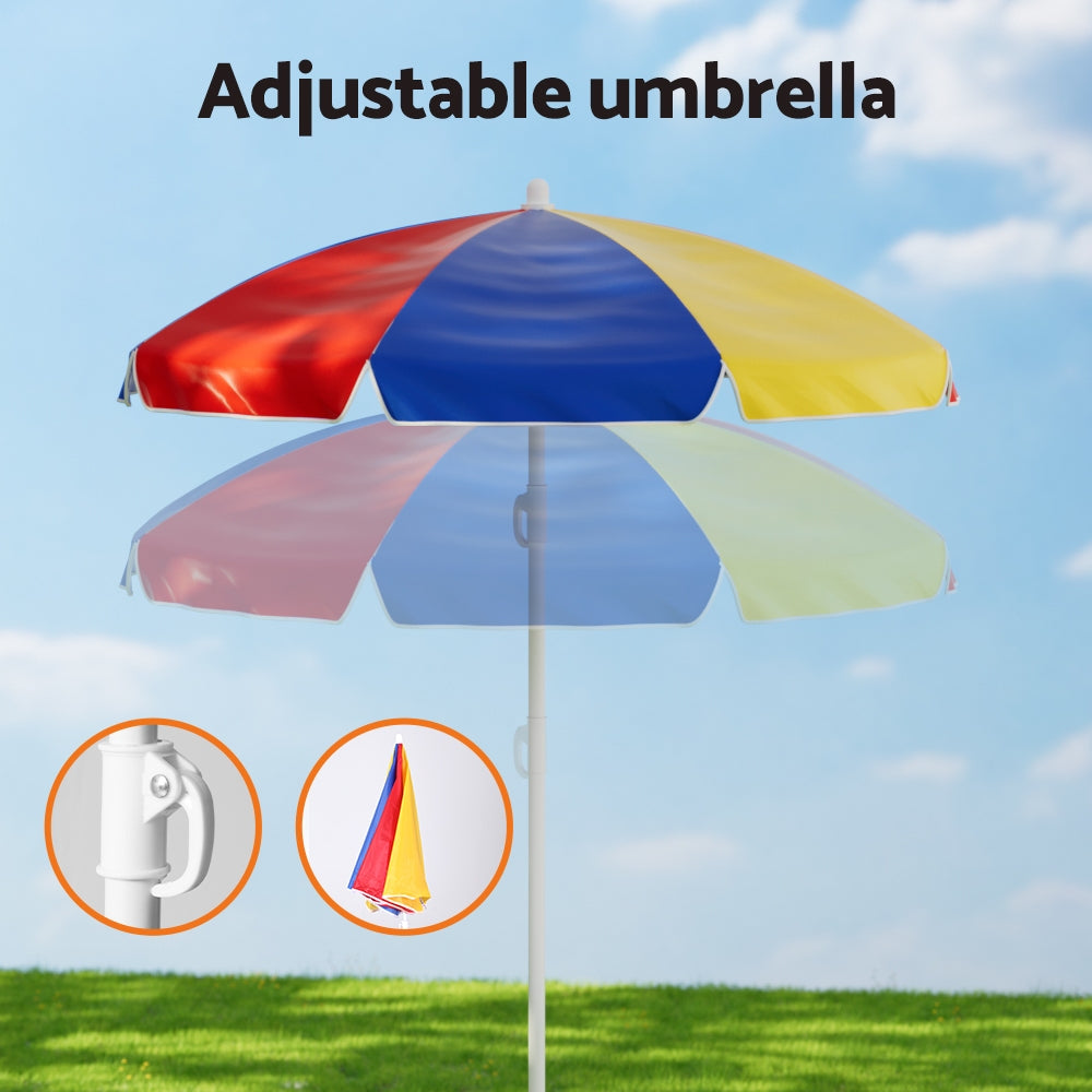 Keezi Kids Outdoor Table and Chairs Set Picnic Bench Umbrella Children Indoor - Cosy Abode