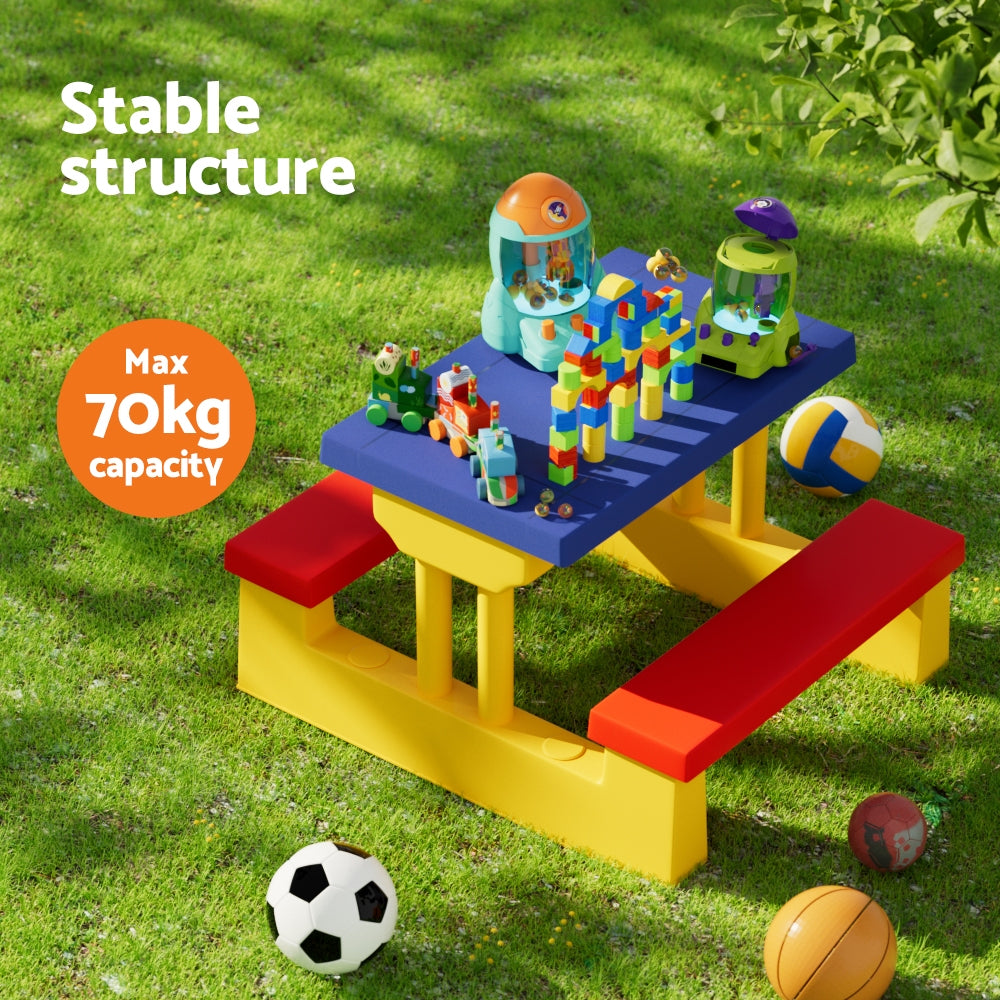 Keezi Kids Outdoor Table and Chairs Set Picnic Bench Umbrella Children Indoor - Cosy Abode