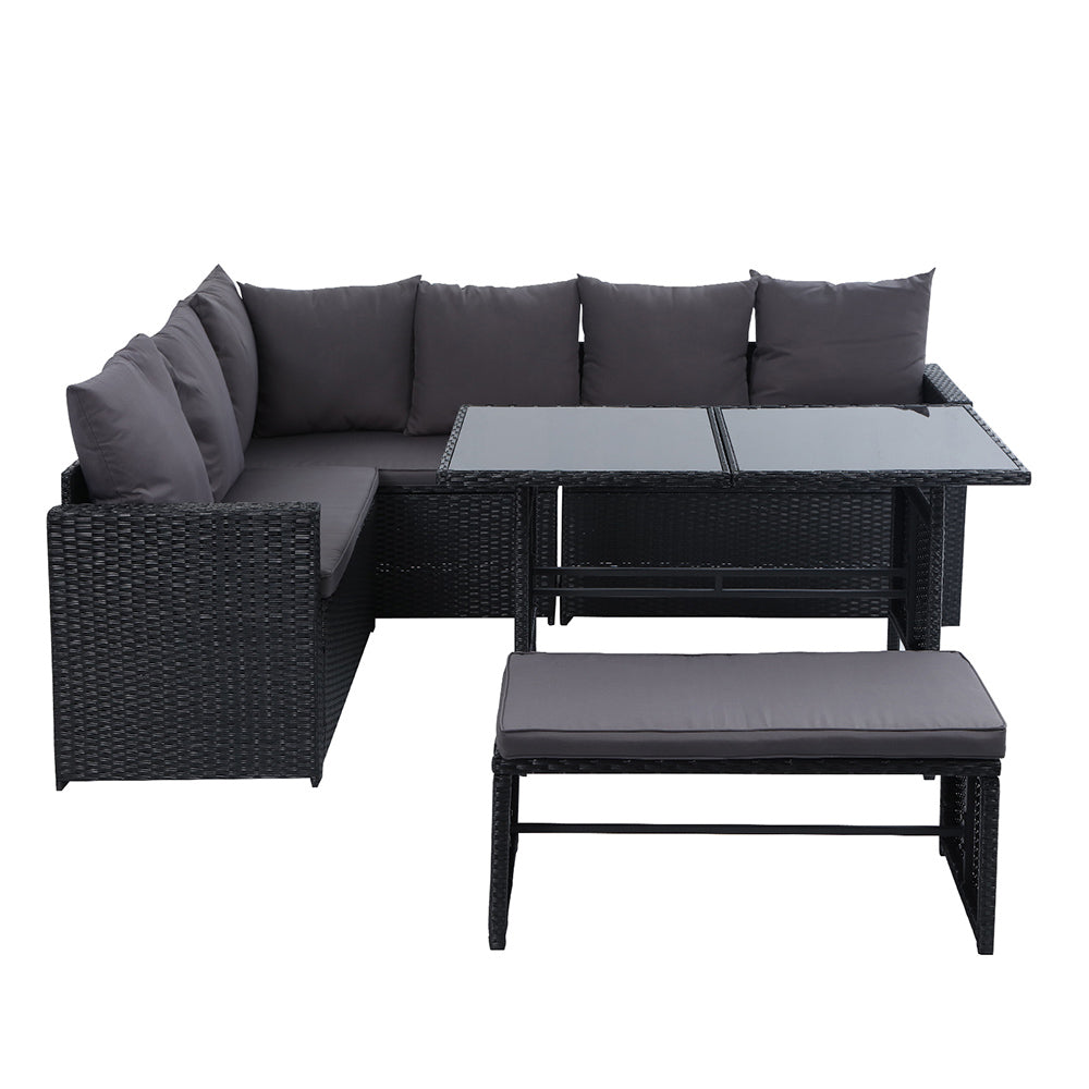Gardeon Outdoor Furniture Dining Setting Sofa Set Lounge Wicker 8 Seater Black - Cosy Abode