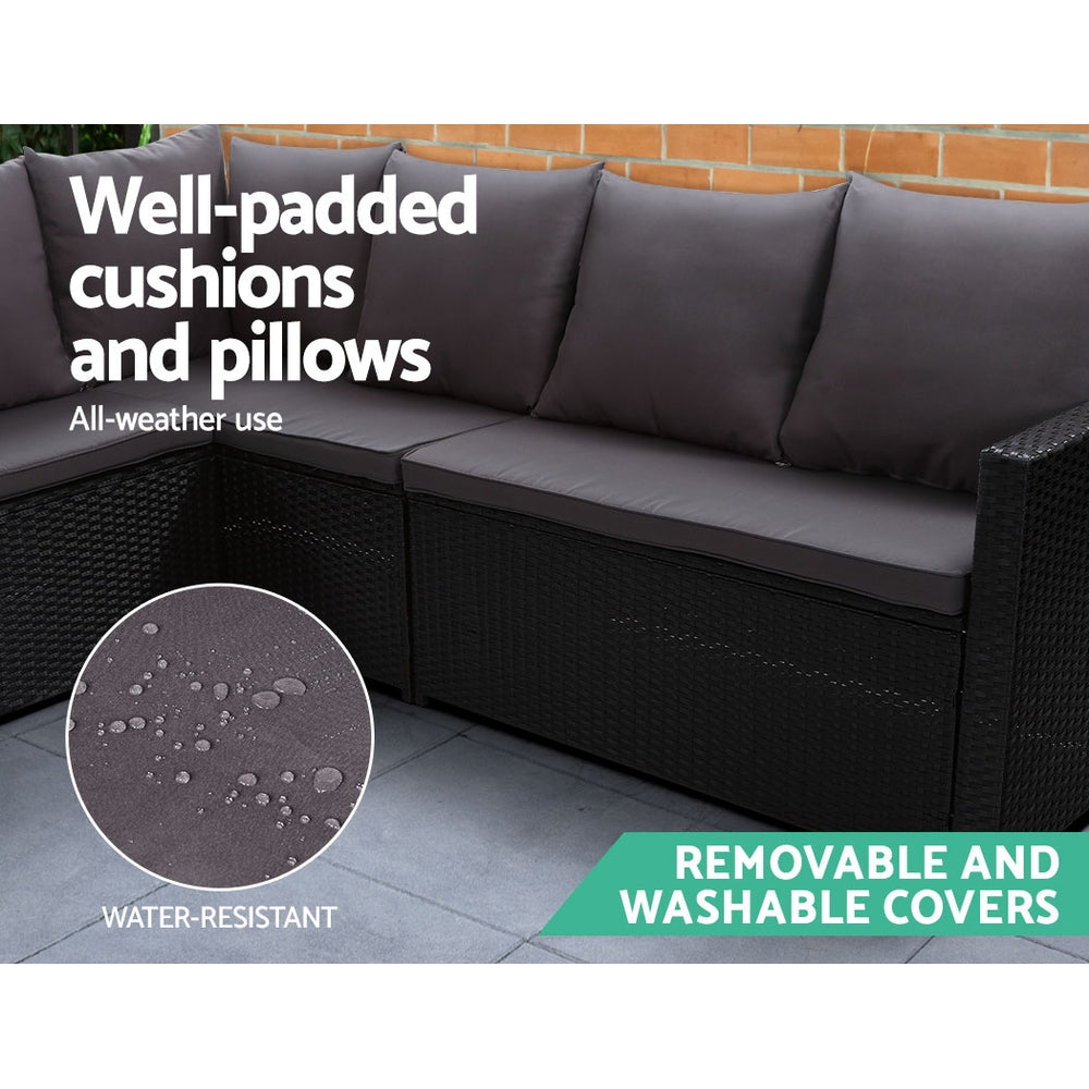 Gardeon Outdoor Furniture Dining Setting Sofa Set Lounge Wicker 8 Seater Black - Cosy Abode