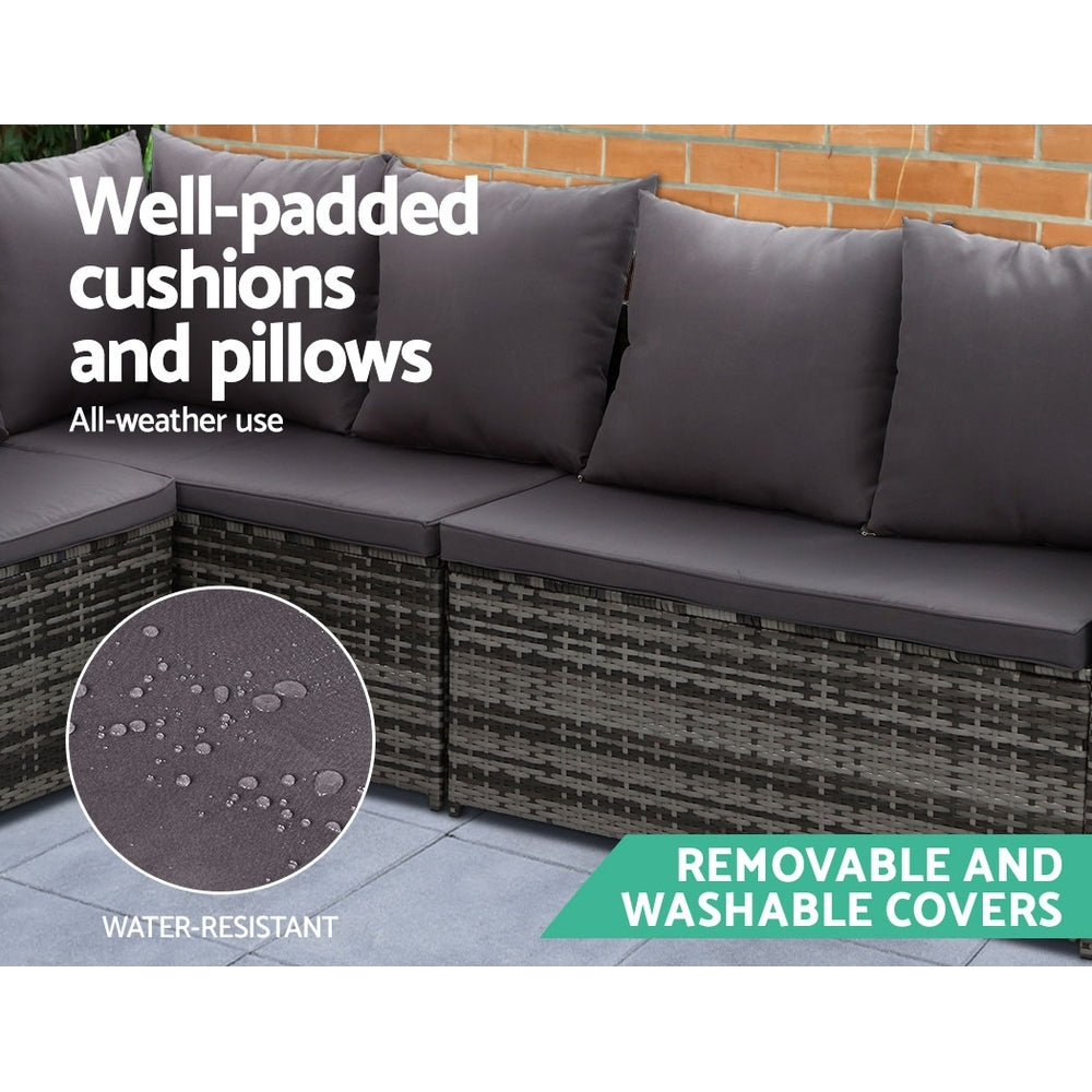 Gardeon Outdoor Furniture Dining Setting Sofa Set Lounge Wicker 9 Seater Mixed Grey - Cosy Abode