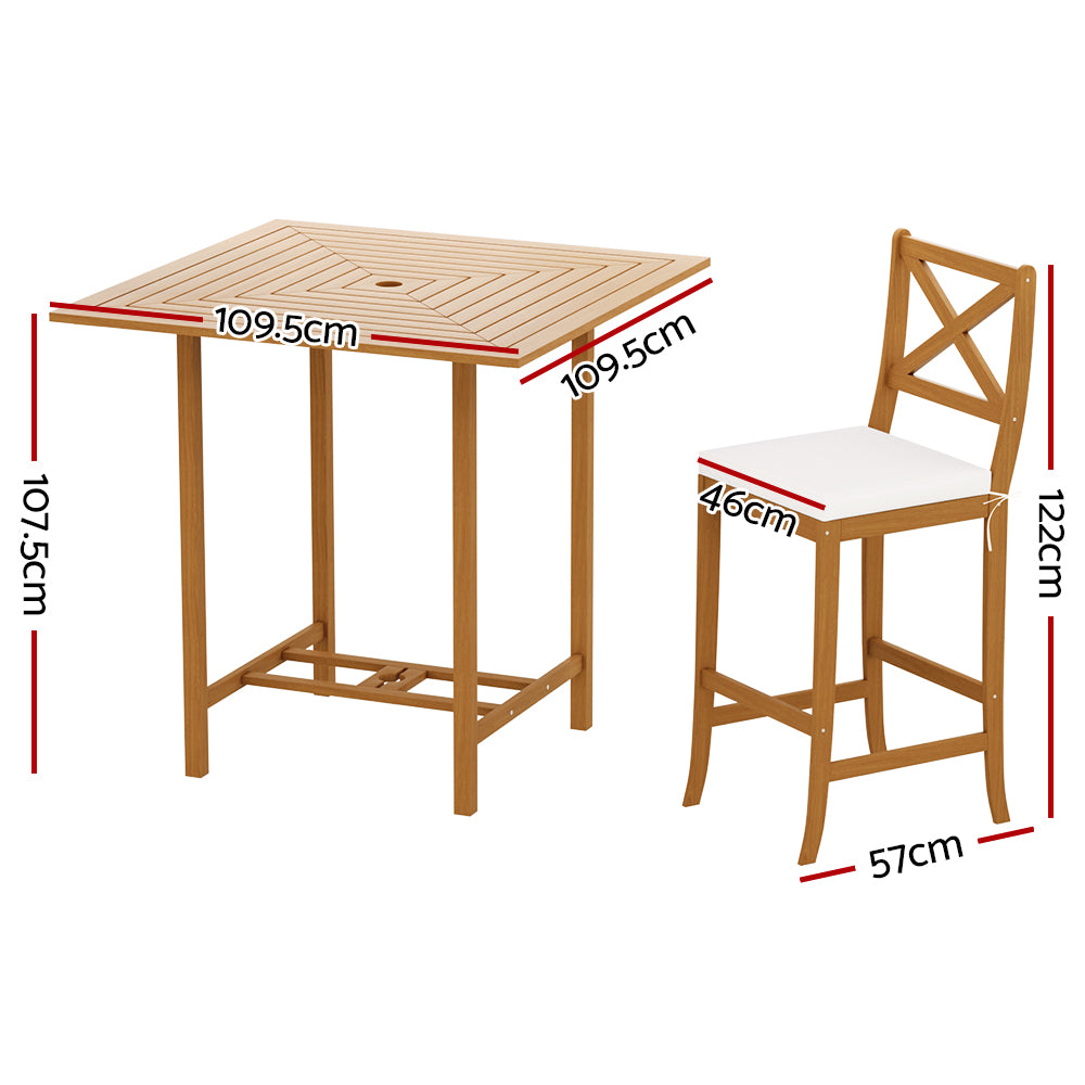 Gardeon 5-Piece Outdoor Bar Set Acacia Wood Bistro Patio Table Stools - Cosy Abode