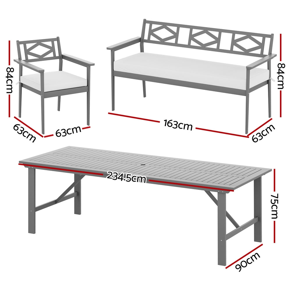 Gardeon Outdoor Dining Set 5 Piece Wooden Table Chairs Setting Grey - Cosy Abode