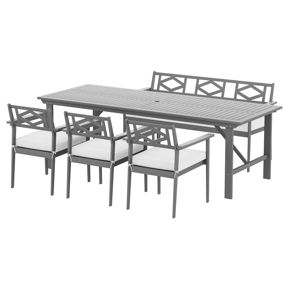 Gardeon Outdoor Dining Set 5 Piece Wooden Table Chairs Setting Grey - Cosy Abode