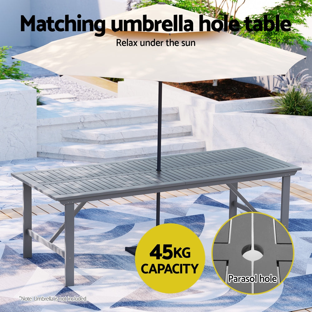 Gardeon Outdoor Dining Set 5 Piece Wooden Table Chairs Setting Grey - Cosy Abode