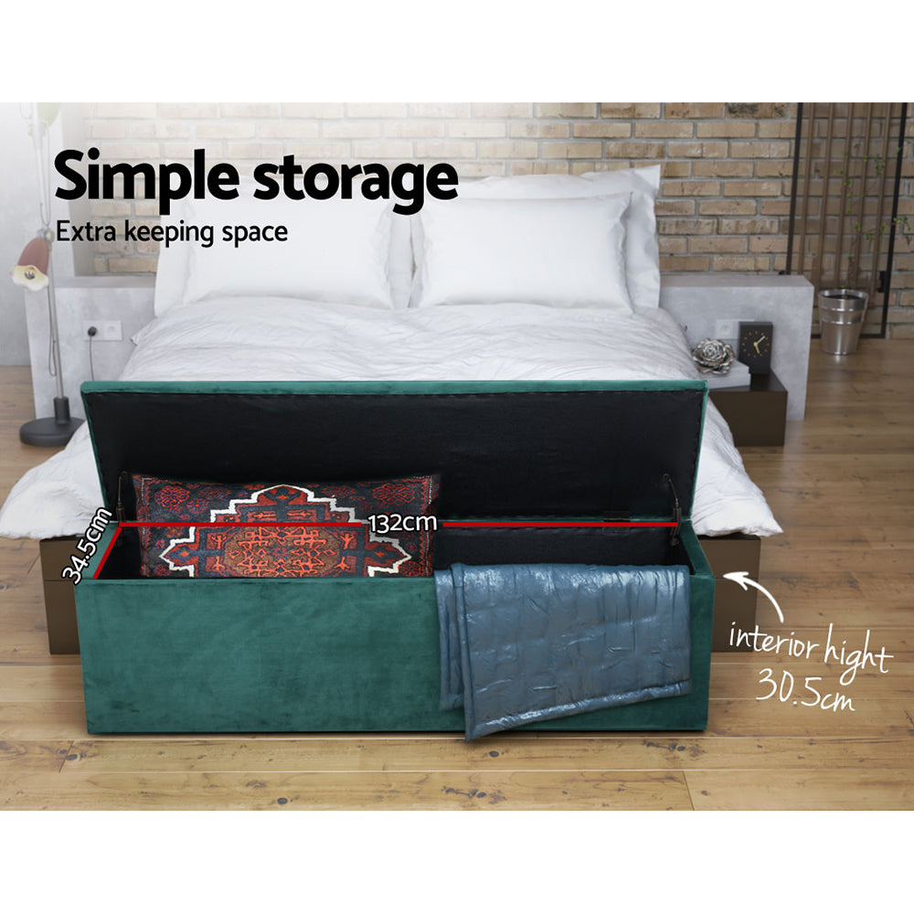Artiss Storage Ottoman Blanket Box 140cm Velvet Green - Cosy Abode