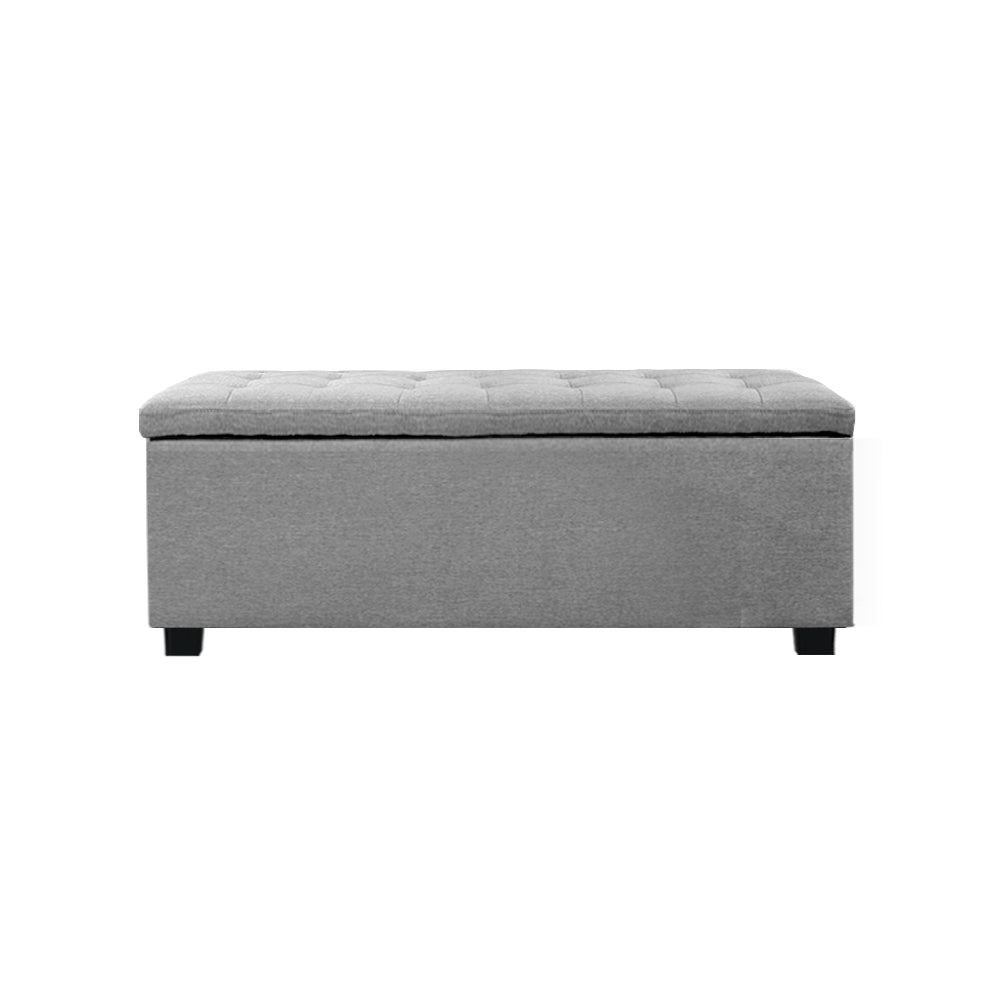 Artiss Storage Ottoman Blanket Box 97cm Linen Light Grey - Cosy Abode