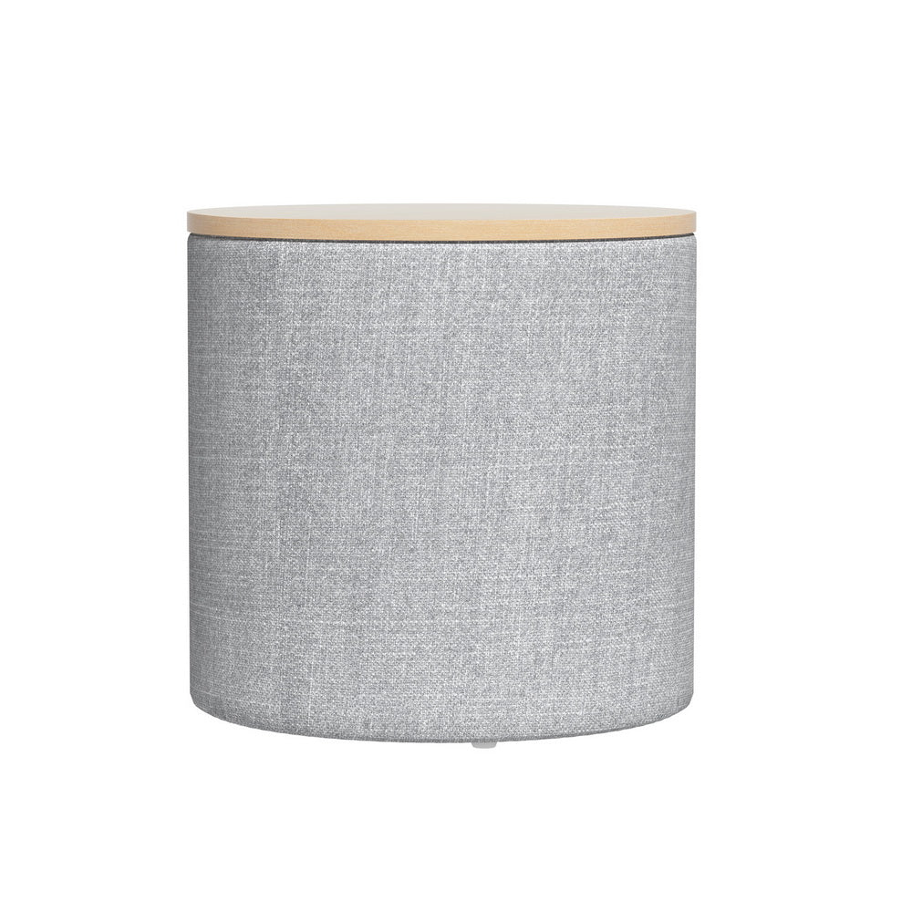 Artiss Storage Ottoman Blanket Box 40cm Linen Round Grey - Cosy Abode
