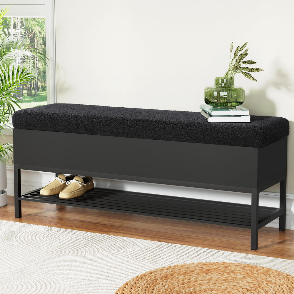 Artiss Storage Ottoman Blanket Box 110cm Boucle Shelf - Cosy Abode
