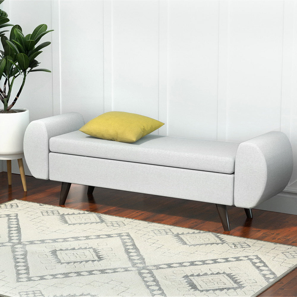 Artiss Storage Ottoman Blanket Box Armrest 140cm Grey - Cosy Abode