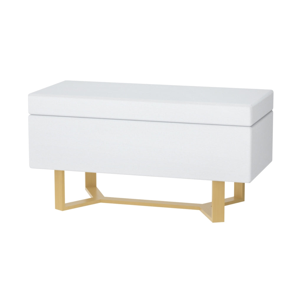 Artiss Storage Ottoman Blanket Box Criss-cross Linen White - Cosy Abode