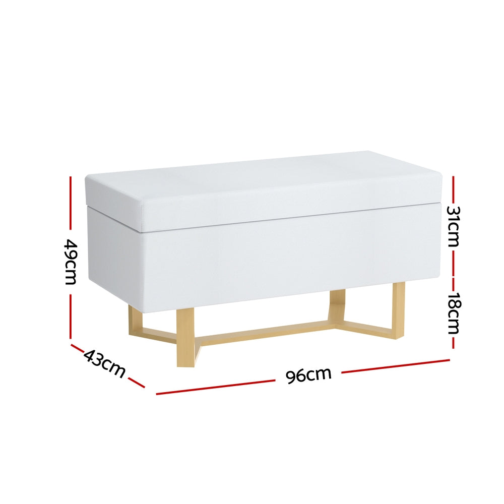 Artiss Storage Ottoman Blanket Box Criss-cross Linen White - Cosy Abode