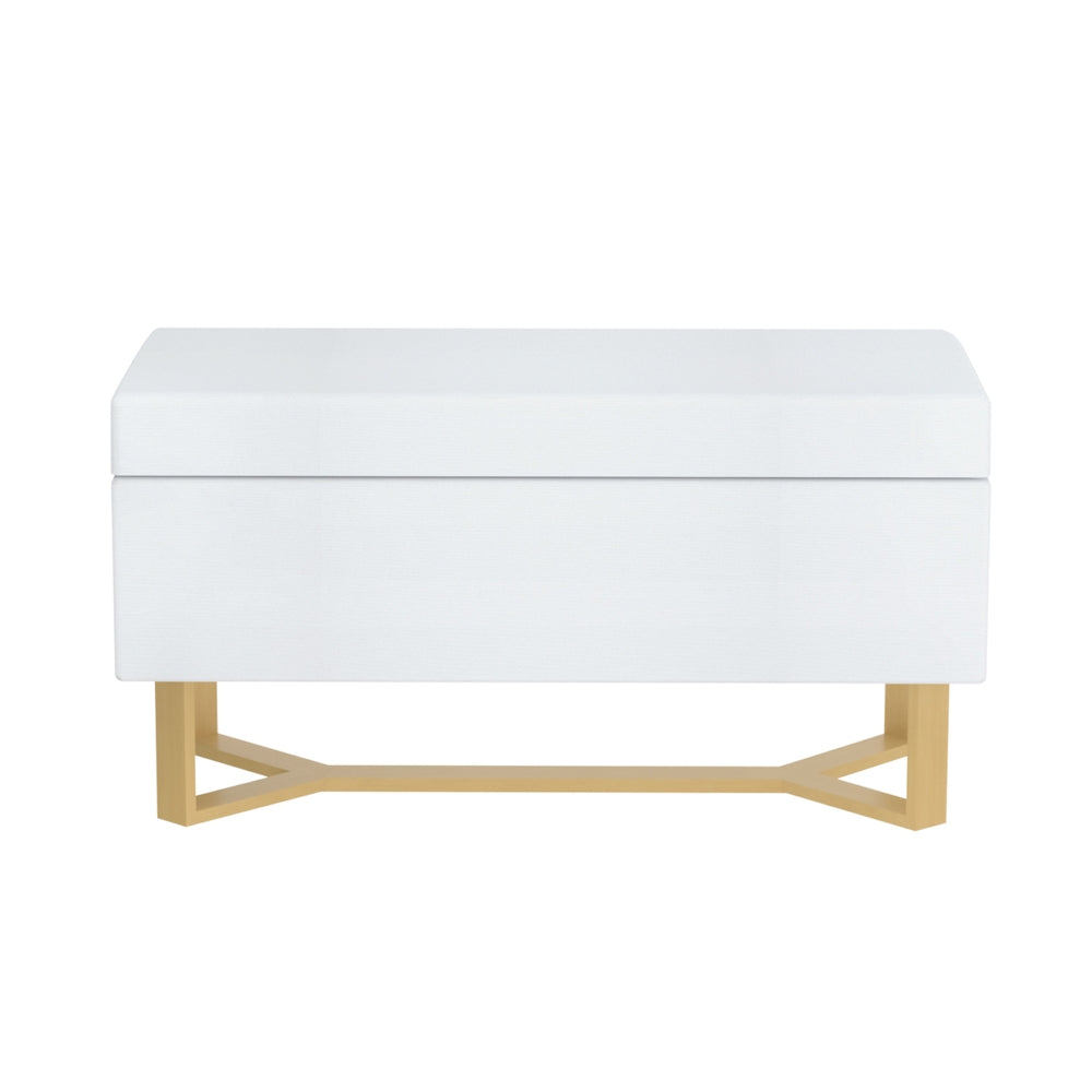 Artiss Storage Ottoman Blanket Box Criss-cross Linen White - Cosy Abode