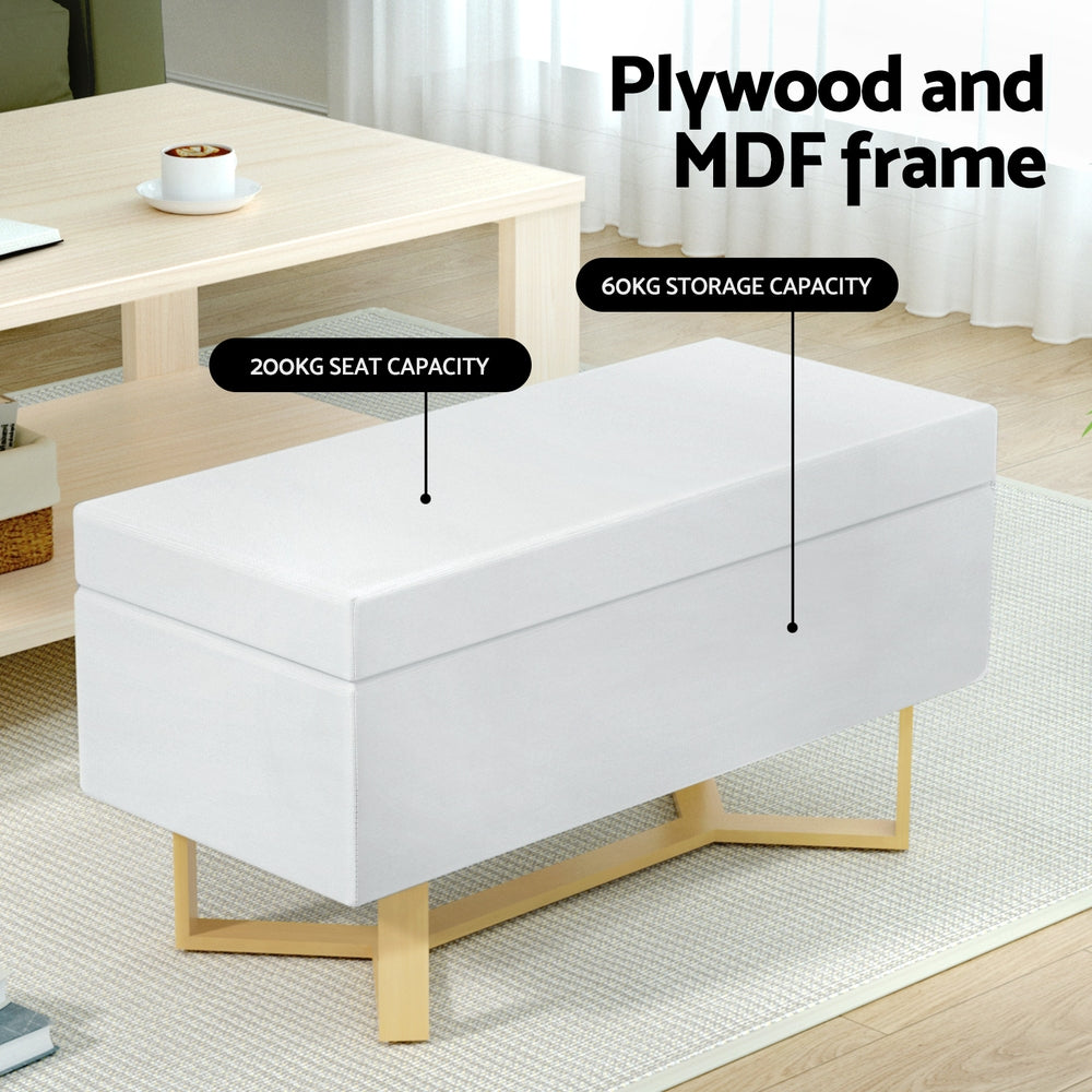 Artiss Storage Ottoman Blanket Box Criss-cross Linen White - Cosy Abode