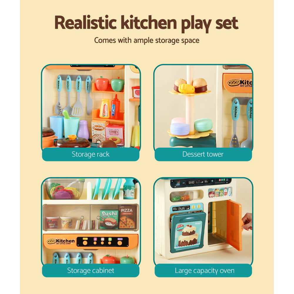 Keezi Kids Kitchen Pretend Play Set Cooking Sound Steam Light Function - Cosy Abode