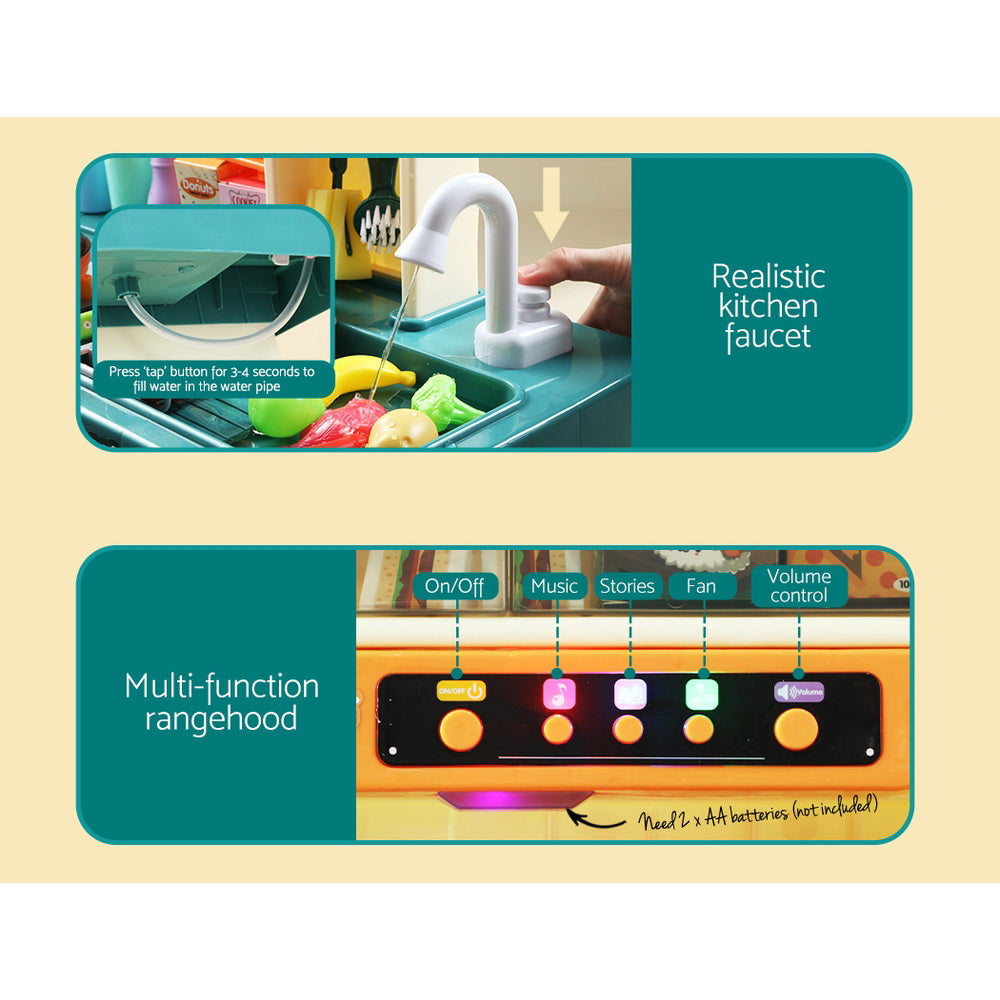 Keezi Kids Kitchen Pretend Play Set Cooking Sound Steam Light Function - Cosy Abode