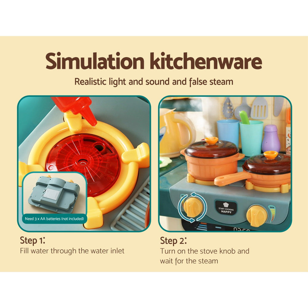 Keezi Kids Kitchen Pretend Play Set Cooking Sound Steam Light Function - Cosy Abode