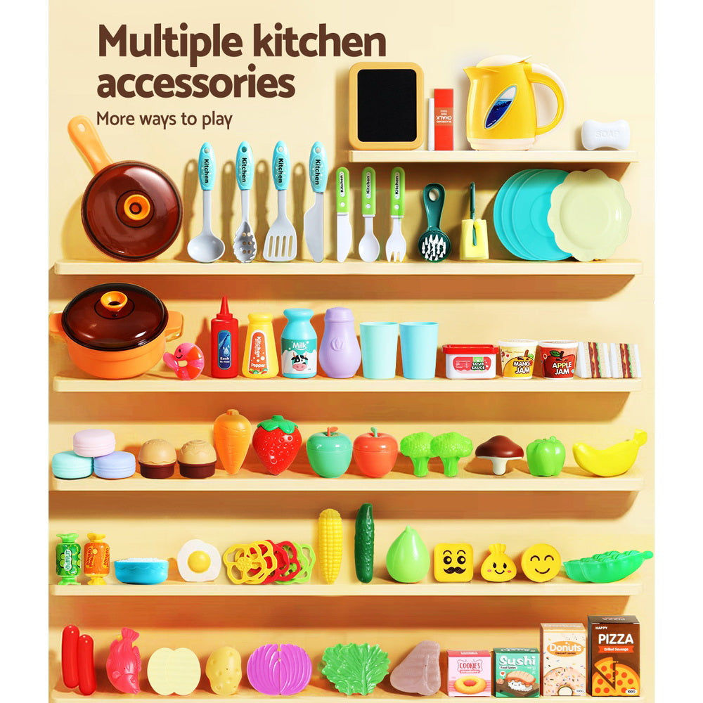 Keezi Kids Kitchen Pretend Play Set Cooking Sound Steam Light Function - Cosy Abode