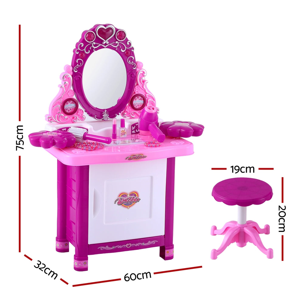 Keezi Kids Pretend Makeup Play Set Dressing Table Chair Girls Toys Children - Cosy Abode