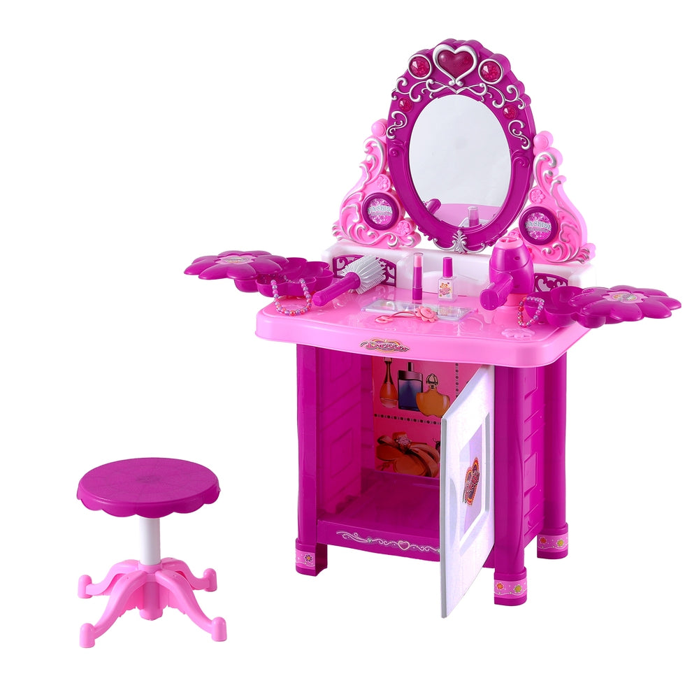Keezi Kids Pretend Makeup Play Set Dressing Table Chair Girls Toys Children - Cosy Abode